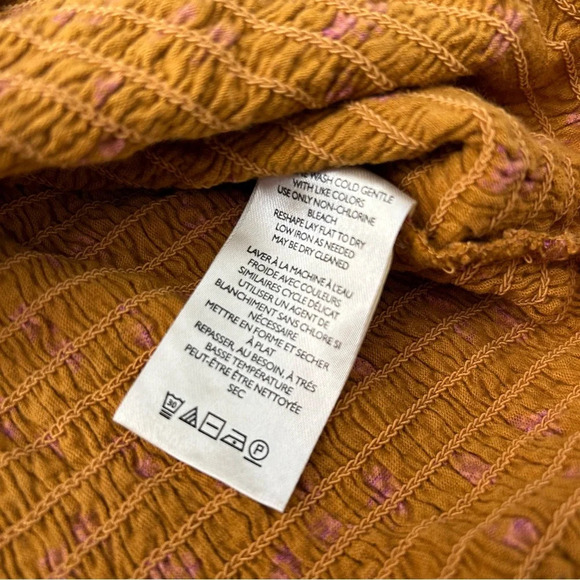 NWT Free People Marigold Top Blouse in Golden Combo Boho Fall Fashion Size Small - Picture 5 of 6